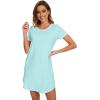 imageWiWi Bamboo Viscose Nightgowns for Women Short Sleeve Vneck Nightshirt Loose Comfy Pajama Dress SXXLAqua