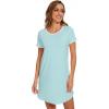 imageWiWi Bamboo Viscose Nightgowns for Women Short Sleeve Vneck Nightshirt Loose Comfy Pajama Dress SXXLAqua