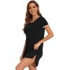 imageWiWi Bamboo Viscose Nightgowns for Women Short Sleeve Vneck Nightshirt Loose Comfy Pajama Dress SXXLBlack