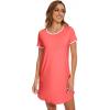 imageWiWi Bamboo Viscose Nightgowns for Women Short Sleeve Vneck Nightshirt Loose Comfy Pajama Dress SXXLCoral