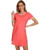 imageWiWi Bamboo Viscose Nightgowns for Women Short Sleeve Vneck Nightshirt Loose Comfy Pajama Dress SXXLCoral