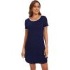 imageWiWi Bamboo Viscose Nightgowns for Women Short Sleeve Vneck Nightshirt Loose Comfy Pajama Dress SXXLNavy