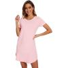 imageWiWi Bamboo Viscose Nightgowns for Women Short Sleeve Vneck Nightshirt Loose Comfy Pajama Dress SXXLPink