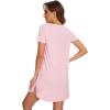 imageWiWi Bamboo Viscose Nightgowns for Women Short Sleeve Vneck Nightshirt Loose Comfy Pajama Dress SXXLPink