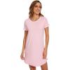 imageWiWi Bamboo Viscose Nightgowns for Women Short Sleeve Vneck Nightshirt Loose Comfy Pajama Dress SXXLPink