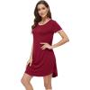 imageWiWi Bamboo Viscose Nightgowns for Women Short Sleeve Vneck Nightshirt Loose Comfy Pajama Dress SXXLWine