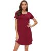 imageWiWi Bamboo Viscose Nightgowns for Women Short Sleeve Vneck Nightshirt Loose Comfy Pajama Dress SXXLWine