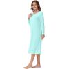imageWiWi Nightgowns for Women Long Sleeve Night shirt Soft Sleepshirt Satin V Neck SleepwearViscose Made from Bamboo SXXLAqua