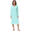 imageWiWi Nightgowns for Women Long Sleeve Night shirt Soft Sleepshirt Satin V Neck SleepwearViscose Made from Bamboo SXXLAqua