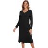 imageWiWi Nightgowns for Women Long Sleeve Night shirt Soft Sleepshirt Satin V Neck SleepwearViscose Made from Bamboo SXXLBlack