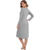 imageWiWi Nightgowns for Women Long Sleeve Night shirt Soft Sleepshirt Satin V Neck SleepwearViscose Made from Bamboo SXXLHeather Grey