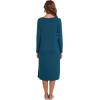 imageWiWi Nightgowns for Women Long Sleeve Night shirt Soft Sleepshirt Satin V Neck SleepwearViscose Made from Bamboo SXXLInk Blue
