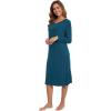 imageWiWi Nightgowns for Women Long Sleeve Night shirt Soft Sleepshirt Satin V Neck SleepwearViscose Made from Bamboo SXXLInk Blue