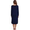 imageWiWi Nightgowns for Women Long Sleeve Night shirt Soft Sleepshirt Satin V Neck SleepwearViscose Made from Bamboo SXXLNavy