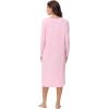 imageWiWi Nightgowns for Women Long Sleeve Night shirt Soft Sleepshirt Satin V Neck SleepwearViscose Made from Bamboo SXXLPink