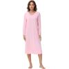 imageWiWi Nightgowns for Women Long Sleeve Night shirt Soft Sleepshirt Satin V Neck SleepwearViscose Made from Bamboo SXXLPink