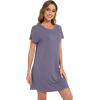 imageWiWi Nightgowns for Women Soft Short Sleeve Gowns Sleepwear Sleep Shirts Cool Nightwear Viscose from Bamboo SXXLPurplish Grey