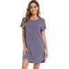imageWiWi Nightgowns for Women Soft Short Sleeve Gowns Sleepwear Sleep Shirts Cool Nightwear Viscose from Bamboo SXXLPurplish Grey