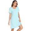 imageWiWi Nightgowns for Women Viscose from Bamboo Short Sleeve Pajama Dress with Pockets Nightshirt Gowns SXXLAqua