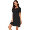 imageWiWi Nightgowns for Women Viscose from Bamboo Short Sleeve Pajama Dress with Pockets Nightshirt Gowns SXXLBlack