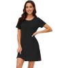 imageWiWi Nightgowns for Women Viscose from Bamboo Short Sleeve Pajama Dress with Pockets Nightshirt Gowns SXXLBlack