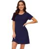imageWiWi Nightgowns for Women Viscose from Bamboo Short Sleeve Pajama Dress with Pockets Nightshirt Gowns SXXLNavy