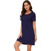 imageWiWi Nightgowns for Women Viscose from Bamboo Short Sleeve Pajama Dress with Pockets Nightshirt Gowns SXXLNavy