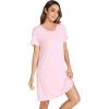 imageWiWi Nightgowns for Women Viscose from Bamboo Short Sleeve Pajama Dress with Pockets Nightshirt Gowns SXXLPink