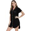 imageWiWi Nightgowns for Women Viscose from Bamboo Short Sleeve Pajama Gowns Button Down Nightshirts SXXLBlack