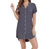 imageWiWi Nightgowns for Women Viscose from Bamboo Short Sleeve Pajama Gowns Button Down Nightshirts SXXLDark Grey