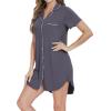imageWiWi Nightgowns for Women Viscose from Bamboo Short Sleeve Pajama Gowns Button Down Nightshirts SXXLDark Grey