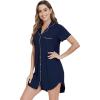 imageWiWi Nightgowns for Women Viscose from Bamboo Short Sleeve Pajama Gowns Button Down Nightshirts SXXLNavy