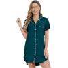 imageWiWi Nightgowns for Women Viscose from Bamboo Short Sleeve Pajama Gowns Button Down Nightshirts SXXLPeacock Green