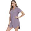 imageWiWi Nightgowns for Women Viscose from Bamboo Short Sleeve Pajama Gowns Button Down Nightshirts SXXLViolet