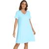 imageWiWi Nightgowns for Women Viscose from Bamboo VNeck Pjs Gowns Short Sleeve Sleepwear SXXLAqua