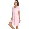 imageWiWi Nightgowns for Women Viscose from Bamboo VNeck Pjs Gowns Short Sleeve Sleepwear SXXLPink