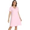 imageWiWi Nightgowns for Women Viscose from Bamboo VNeck Pjs Gowns Short Sleeve Sleepwear SXXLPink