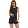 imageWiWi Pajama Set for Women Bamboo Viscose Sleeveless Tops with Shorts Pjs Sets Soft Summer Sleepwear Pj SXXLBlack