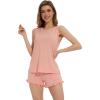 imageWiWi Pajama Set for Women Bamboo Viscose Sleeveless Tops with Shorts Pjs Sets Soft Summer Sleepwear Pj SXXLBlush Pink