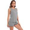 imageWiWi Pajama Set for Women Bamboo Viscose Sleeveless Tops with Shorts Pjs Sets Soft Summer Sleepwear Pj SXXLHeather Grey