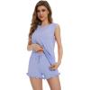 imageWiWi Pajama Set for Women Bamboo Viscose Sleeveless Tops with Shorts Pjs Sets Soft Summer Sleepwear Pj SXXLPastel Purple