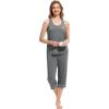imageWiWi Pajama Set for Women Tank Top 2 Piece PJ Comfy Viscose from Bamboo Sleepwear Sleeveless Loungewear SXXLAdark Heather Grey