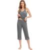 imageWiWi Pajama Set for Women Tank Top 2 Piece PJ Comfy Viscose from Bamboo Sleepwear Sleeveless Loungewear SXXLAdark Heather Grey