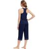 imageWiWi Pajama Set for Women Tank Top 2 Piece PJ Comfy Viscose from Bamboo Sleepwear Sleeveless Loungewear SXXLAnavy