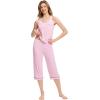 imageWiWi Pajama Set for Women Tank Top 2 Piece PJ Comfy Viscose from Bamboo Sleepwear Sleeveless Loungewear SXXLApink