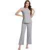 imageWiWi Pajama Set for Women Tank Top 2 Piece PJ Comfy Viscose from Bamboo Sleepwear Sleeveless Loungewear SXXLBheather Grey