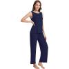 imageWiWi Pajama Set for Women Tank Top 2 Piece PJ Comfy Viscose from Bamboo Sleepwear Sleeveless Loungewear SXXLBnavy