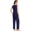 imageWiWi Pajama Set for Women Tank Top 2 Piece PJ Comfy Viscose from Bamboo Sleepwear Sleeveless Loungewear SXXLBnavy
