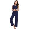 imageWiWi Pajama Set for Women Tank Top 2 Piece PJ Comfy Viscose from Bamboo Sleepwear Sleeveless Loungewear SXXLBnavy