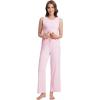 imageWiWi Pajama Set for Women Tank Top 2 Piece PJ Comfy Viscose from Bamboo Sleepwear Sleeveless Loungewear SXXLBpink